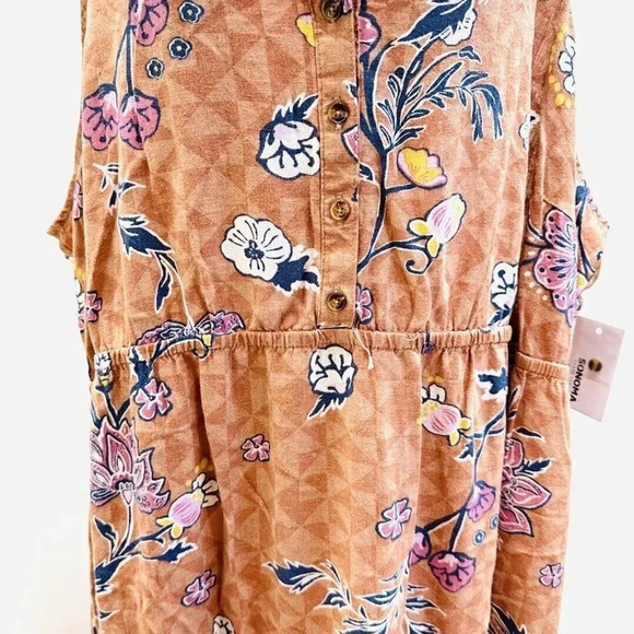 NWT SONOMA Women Sleeveless Pullover Brown Elastic Waist V-Neck Dress Size 4X - Picture 4 of 15